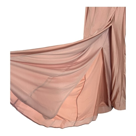 Cynthia & Sahar CS101 Off Shoulder Corset Stretch Satin Mermaid Toasted Sugar - Picture 7 of 16